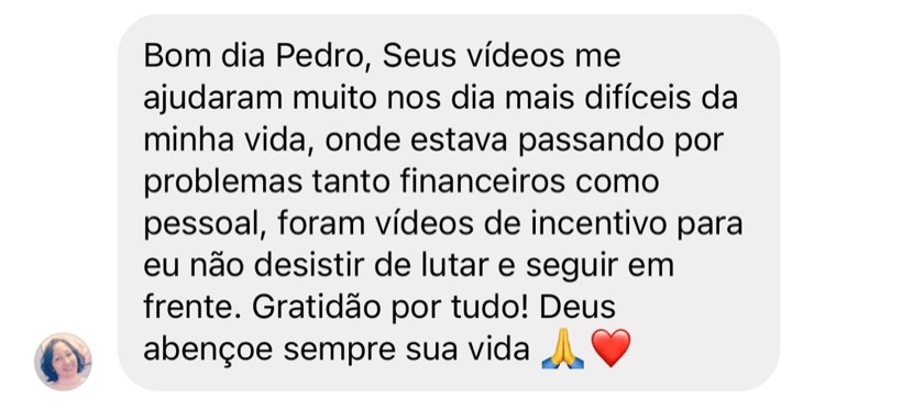 Mensagem real recebida pelo Pedro