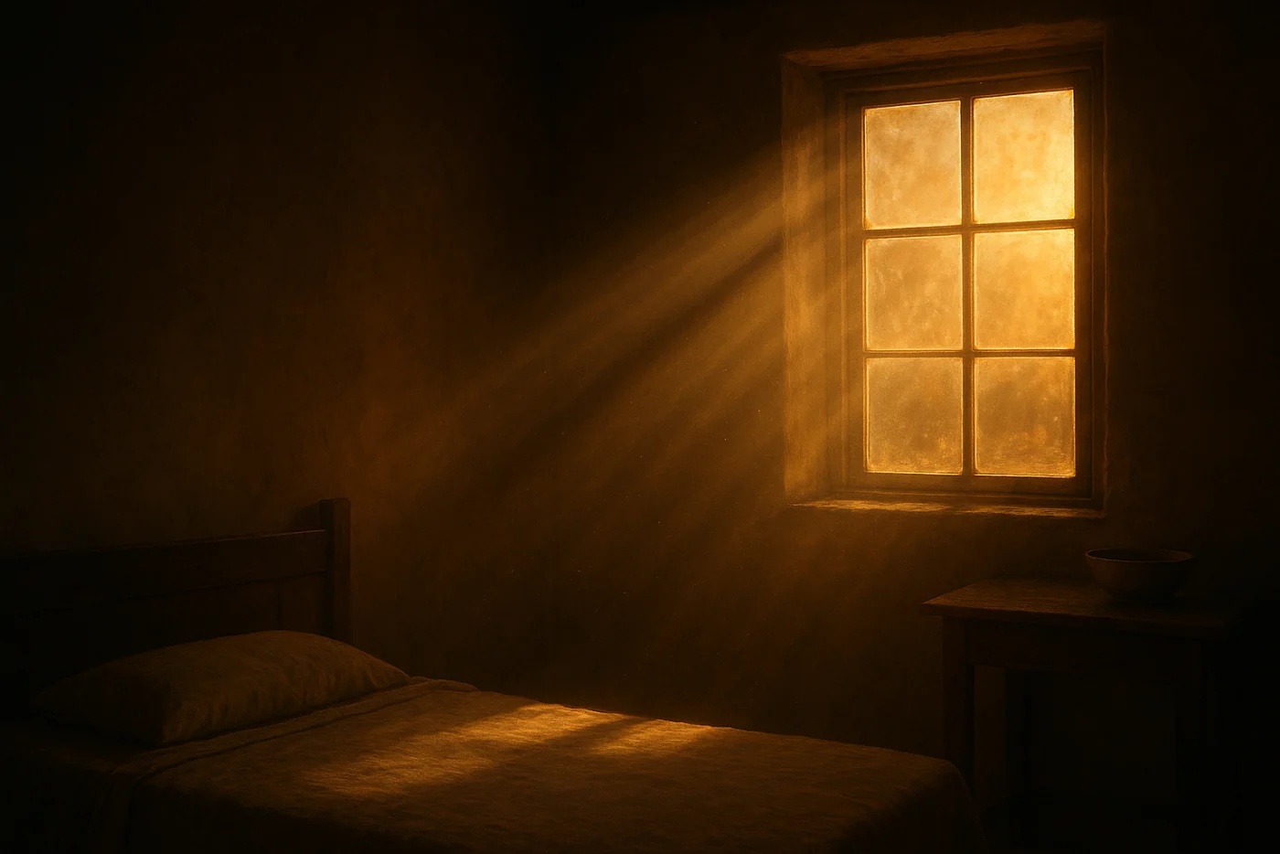 A luz da manhã entrando pela janela no dia seguinte